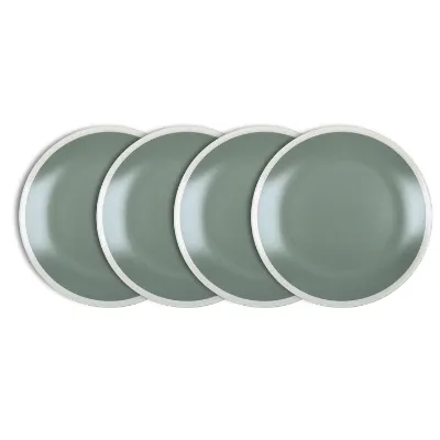 Green & Cream Stoneware Dinner Plate